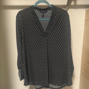 Ellen Tracy Black and White Geometric Blouse